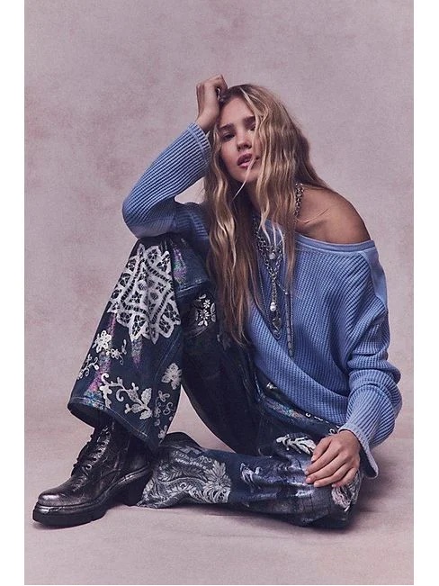 Nwt! Free People We The Free Tinsley Printed High Rise Illusions Jeans Sz 24 S